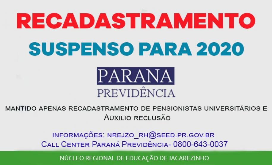 Recadastramento e Pensionista: Suspenso