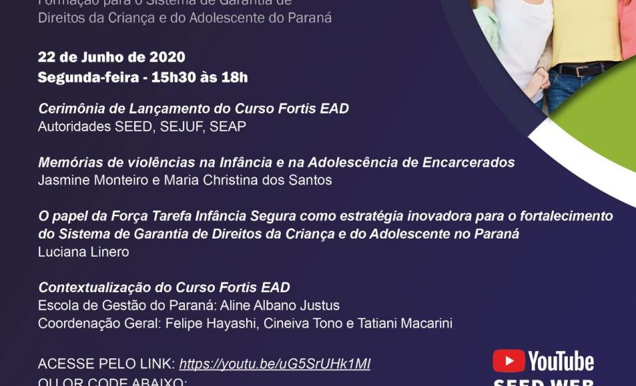 Nesta segunda-feira, 22/06, às 15h30, começa o Curso Força Tarefa Infância Segura. O curso que será realizado na modalidade de Educação à Distância, via Ambiente Virtual de Aprendizagem da Escola de Gestão do Paraná e terá uma duração de dois meses. O curso abordará diversos assuntos relacionados à proteção das crianças.