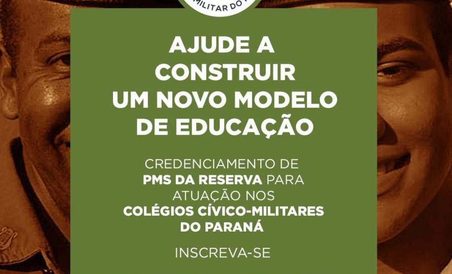 Estão abertas as inscrições do novo processo seletivo para selecionar militares estaduais da reserva remunerada para compor o CMEIV (Corpo de Militares Estaduais Inativos Voluntários) dos Colégios Cívico-Militares do Paraná (CCM-PR).